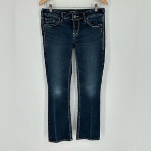 Silver Jeans Women’s Aiko Bootcut Sz 29 Low Rise Medium Wash Thick Stitch Z6